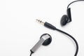 Audio mini-jack and earphones Royalty Free Stock Photo