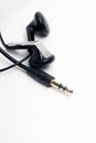 Audio minijack and earphones Royalty Free Stock Photo