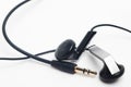 Audio minijack and earphones Royalty Free Stock Photo