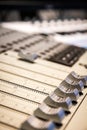 Audio mix table close-up view Royalty Free Stock Photo
