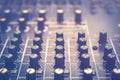 Audio mixer console and professional sound mixing with buttons and sliders Royalty Free Stock Photo