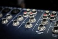 Audio mixer console and professional sound mixing with buttons and sliders Royalty Free Stock Photo