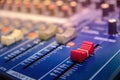 Audio mixer console and professional sound mixing with buttons and sliders Royalty Free Stock Photo