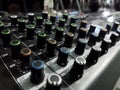 An audio mixer or equalizer to set up the sound system at an event. Royalty Free Stock Photo
