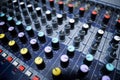 An audio mixer photographed in detail