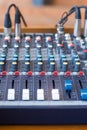 Audio mixer in a sound studio Royalty Free Stock Photo