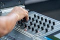 Audio mixer sound technician control panel the music show in concert Royalty Free Stock Photo