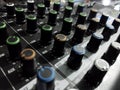 An audio mixer to set the sound system at an event. Royalty Free Stock Photo