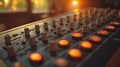 Audio mixing console close-up Royalty Free Stock Photo
