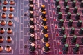 Audio mixing console closeup Royalty Free Stock Photo