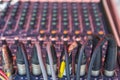 Audio mixing console closeup Royalty Free Stock Photo