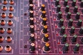 Audio mixing console closeup Royalty Free Stock Photo