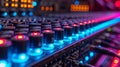 Audio Mixing Console with Illuminated Knobs and Faders