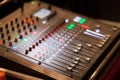 Audio mixing console in studio Royalty Free Stock Photo