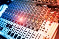 An Audio mixing table in soft light Royalty Free Stock Photo