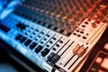 An Audio mixing table in soft light Royalty Free Stock Photo