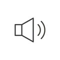 Audio or music speaker icon. Vector thin line button for interface related with music and sound