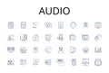 Audio line icons collection. Sound, Music, Melody, Noise, Rhythm, Tune, Sonar vector and linear illustration. Acoustic