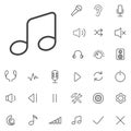 Audio outline, thin, flat, digital icon