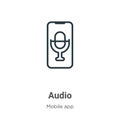 Audio outline vector icon. Thin line black audio icon, flat vector simple element illustration from editable mobile app concept