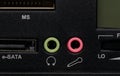 Audio output/input sockets Royalty Free Stock Photo