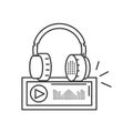 audio player display with sound graohic Royalty Free Stock Photo