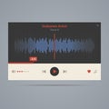 Audio player with equalizer in flat style with icons. Vector ill Royalty Free Stock Photo