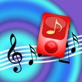 Audio player and musical notes Royalty Free Stock Photo