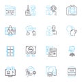 Audio podcast linear icons set. Entertainment, News, Interviews, Storytelling, Education, Technology, Sports line vector