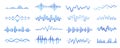 Audio podcast sound wave. Music song waveform, radio broadcast voice track, equalizer curve pulse, sound vibration