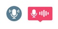 Audio podcast voice message recording mic icon vector graphic illustration set, sound memo note sign symbol simple shape