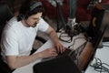 Audio Producer at Work in Studio Royalty Free Stock Photo