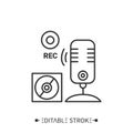 Audio records line icon. Editable illustration