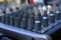 Audio remote mixer with amplifier and wires Royalty Free Stock Photo