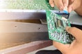 audio repair technician Repairing sound mixer circuit board
