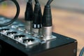 Audio snake and stage box with xlr cables and jacks Royalty Free Stock Photo