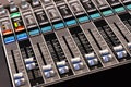 Audio sound DJ mixer control panel remote for music keyboard. close up view macro closeup.