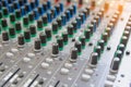 Audio sound mixer control panel.  Sound console buttons for adjust the volume Royalty Free Stock Photo