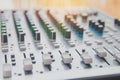 Audio sound mixer control panel.  Sound console buttons for adjust the volume Royalty Free Stock Photo