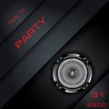 Audio speaker on abstract black background. Party time. Royalty Free Stock Photo