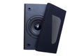 Audio speaker in black with a protective grille isolated on a white background. Top view. Royalty Free Stock Photo