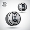 Audio speaker 3d vector round icon. Royalty Free Stock Photo