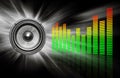 Audio speaker & equalizer on black Royalty Free Stock Photo