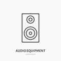 Audio speakers flat line icon. Music equipment sign. Subwoofer logo for event supplies store