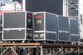 Audio stage amplifiers, speakers and equipment Royalty Free Stock Photo