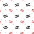 Audio Stereo Cassette Seamless Retro Pattern