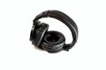 Audio stereo headphones black color isolated on a white background Royalty Free Stock Photo