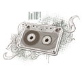 Audio tape on bizarre background Royalty Free Stock Photo