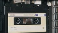 Audio Tape Recorder Playback Close-up, Vintage Audio Cassette Playing