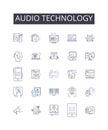 Audio technology line icons collection. Sound engineering, Acoustic devices, Sonic innovations, Music technology, Audio